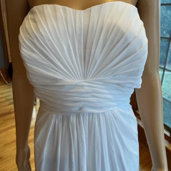 * Davids DB Studio Wh Chiffon Floor Strapless Bridal Gown Wedding Dress Size 22 - Picture 1 of 10